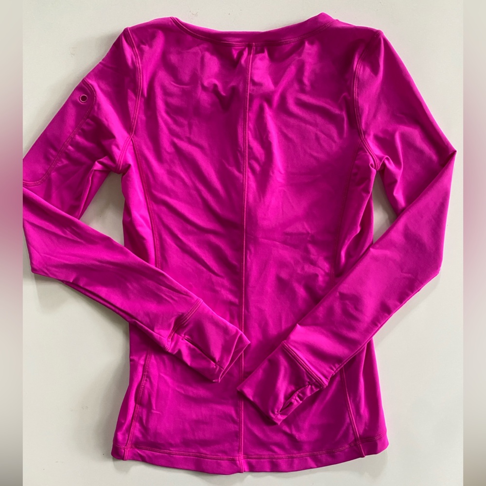 Lilly Pulitzer Luxletic Neon Pink Long Sleeve 1/4 Zip Athletic Top - Picture 4 of 7